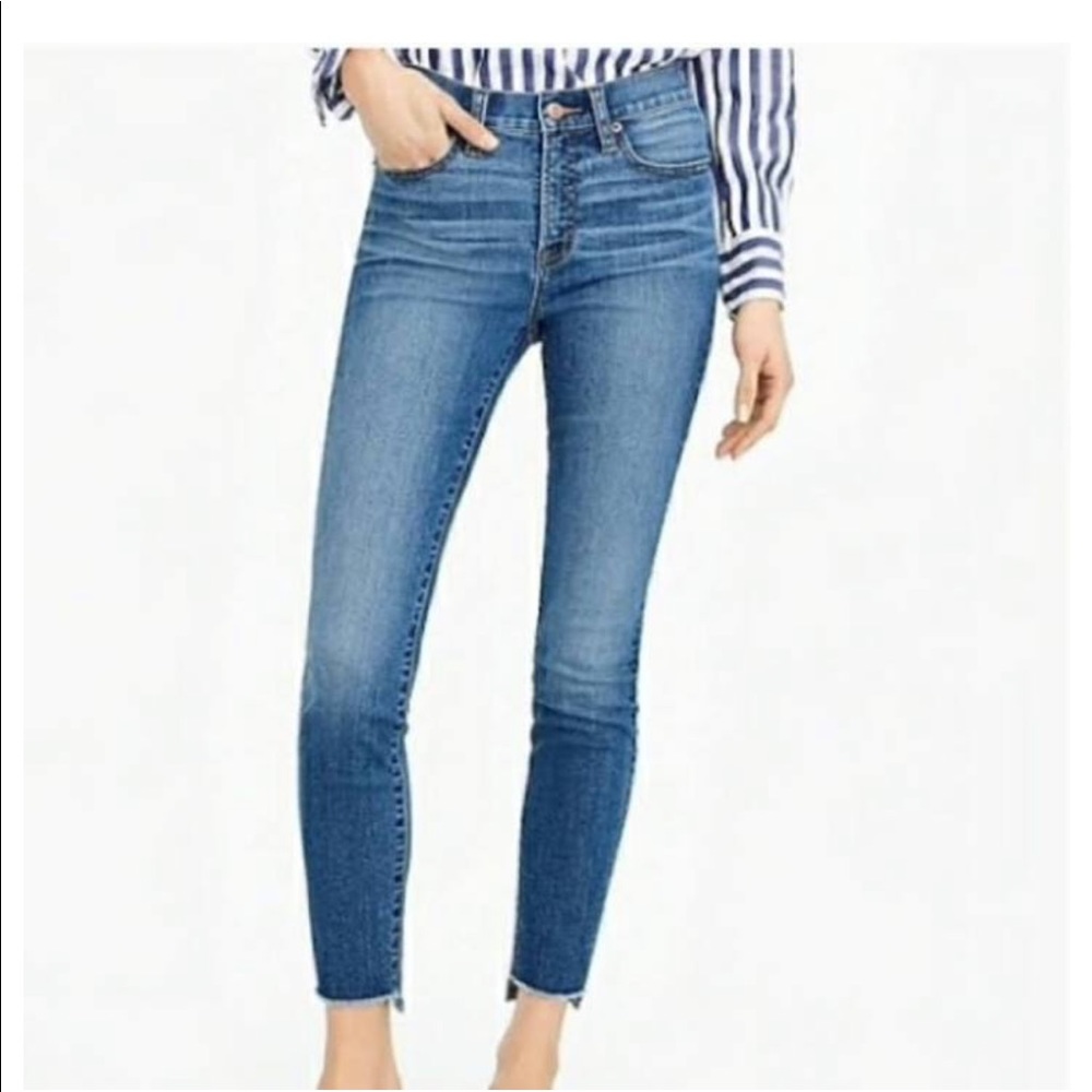 J. Crew High Rise Skinny Jeans with a Step Hem